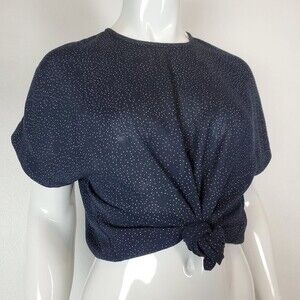 Vintage 80's Carole Little Navy Dot Blouse